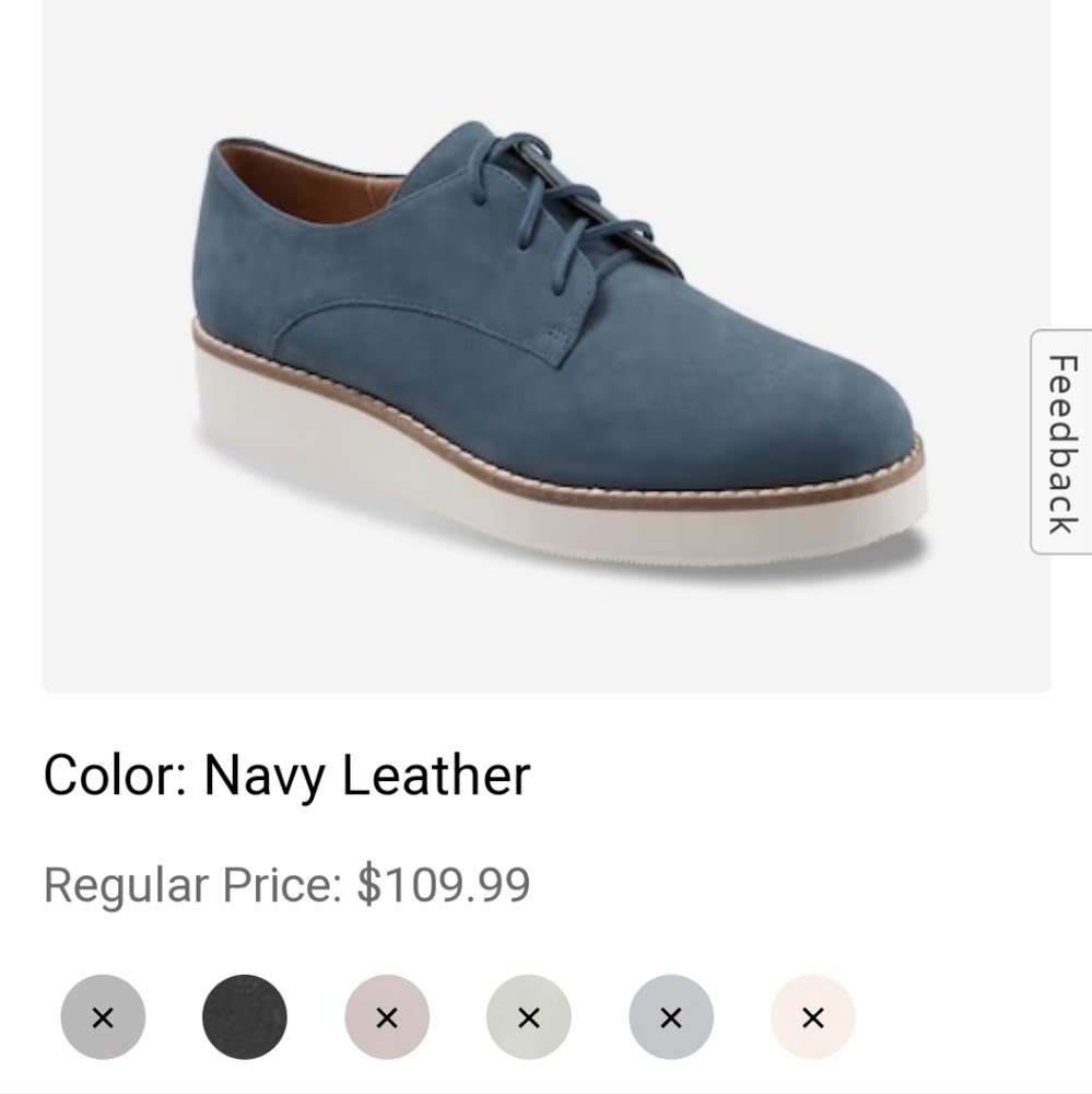 NWOB Softwalk Willis leather blue wedge oxfords